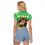 Santa Raiders Personalized Raglan Cropped T Shirt Christmas Rugby League Spirit - Aussie Hoodie