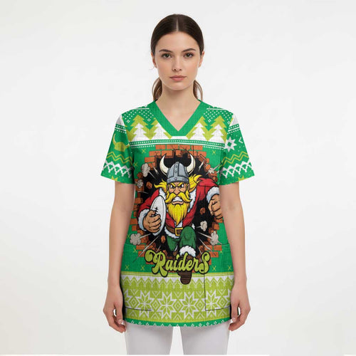 Santa Raiders Personalized Scrub Top Christmas Rugby League Spirit - Aussie Hoodie