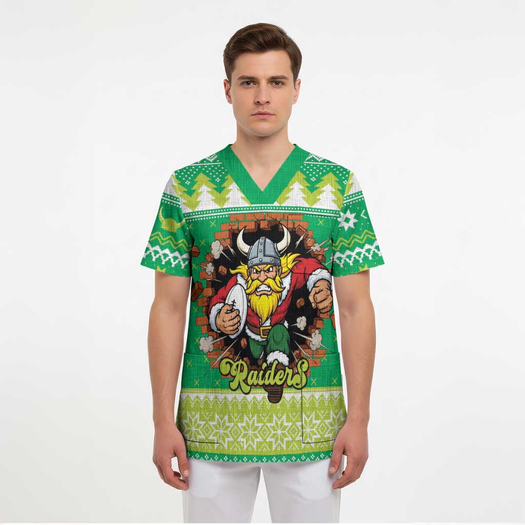 Santa Raiders Personalized Scrub Top Christmas Rugby League Spirit - Aussie Hoodie
