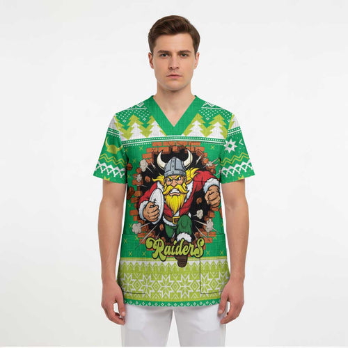 Santa Raiders Personalized Scrub Top Christmas Rugby League Spirit - Aussie Hoodie