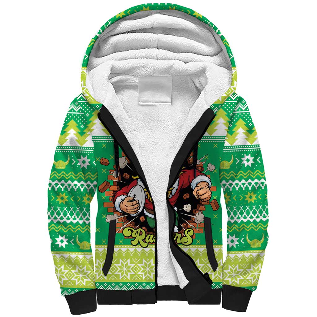 Santa Raiders Personalized Sherpa Hoodie Christmas Rugby League Spirit - Aussie Hoodie
