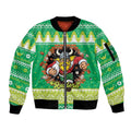 Santa Raiders Personalized Sleeve Zip Bomber Jacket Christmas Rugby League Spirit - Aussie Hoodie