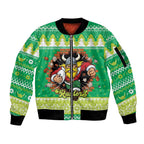 Santa Raiders Personalized Sleeve Zip Bomber Jacket Christmas Rugby League Spirit - Aussie Hoodie