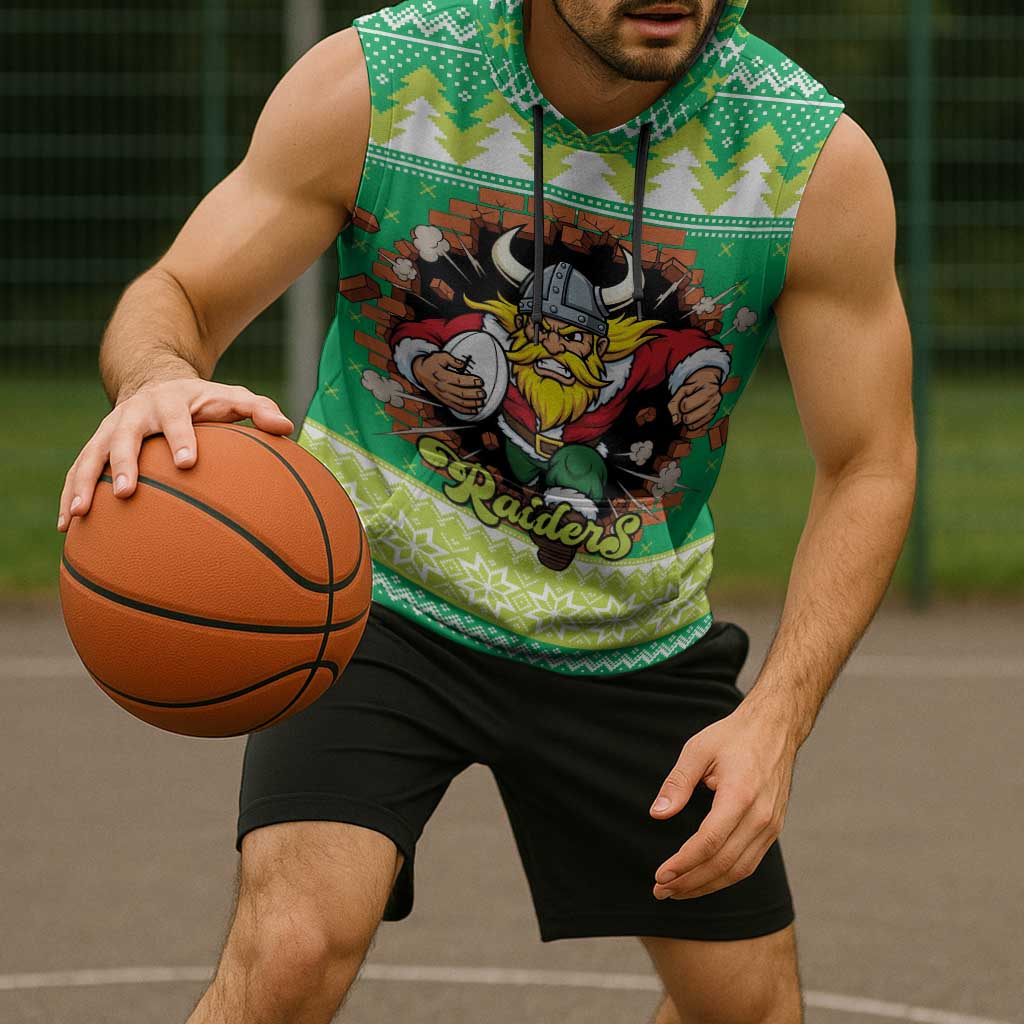 Santa Raiders Personalized Sleeveless Hoodie Christmas Rugby League Spirit - Aussie Hoodie