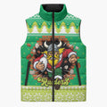 Santa Raiders Personalized Sleeveless Puffer Jacket Christmas Rugby League Spirit - Aussie Hoodie
