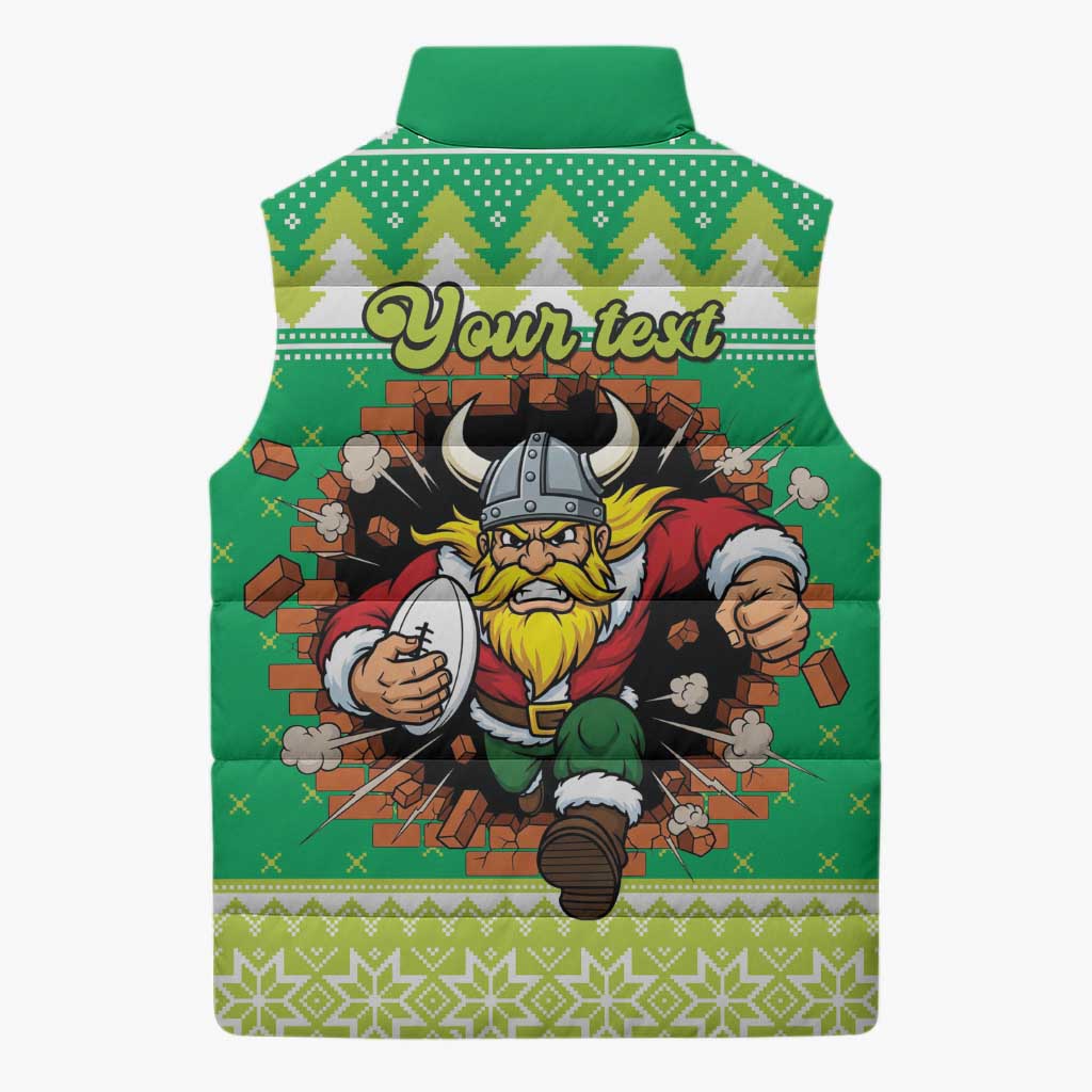 Santa Raiders Personalized Sleeveless Puffer Jacket Christmas Rugby League Spirit - Aussie Hoodie