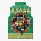 Santa Raiders Personalized Sleeveless Puffer Jacket Christmas Rugby League Spirit - Aussie Hoodie