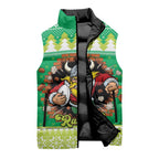 Santa Raiders Personalized Sleeveless Puffer Jacket Christmas Rugby League Spirit - Aussie Hoodie
