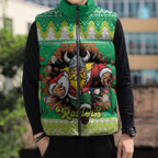 Santa Raiders Personalized Sleeveless Puffer Jacket Christmas Rugby League Spirit - Aussie Hoodie