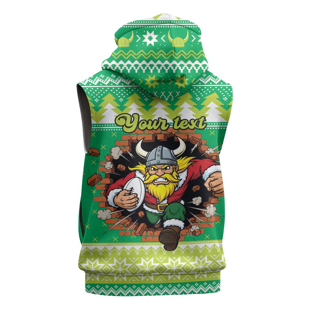 Santa Raiders Personalized Sleeveless Zip Hoodie Christmas Rugby League Spirit LT9
