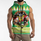 Santa Raiders Personalized Sleeveless Zip Hoodie Christmas Rugby League Spirit LT9