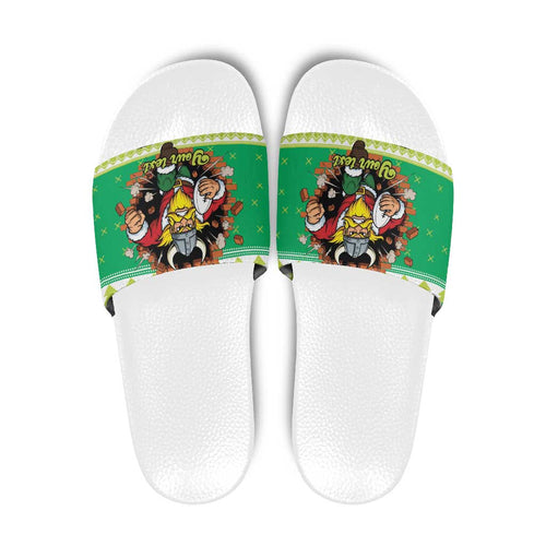 Santa Raiders Personalized Slide Sandals Christmas Rugby League Spirit - Aussie Hoodie