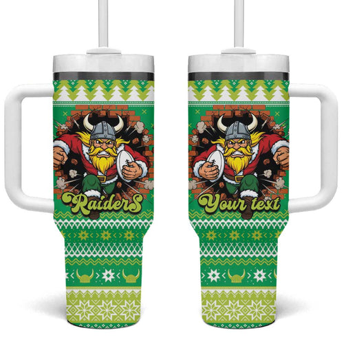 Santa Raiders Personalized Tumbler With Handle Christmas Rugby League Spirit - Aussie Hoodie
