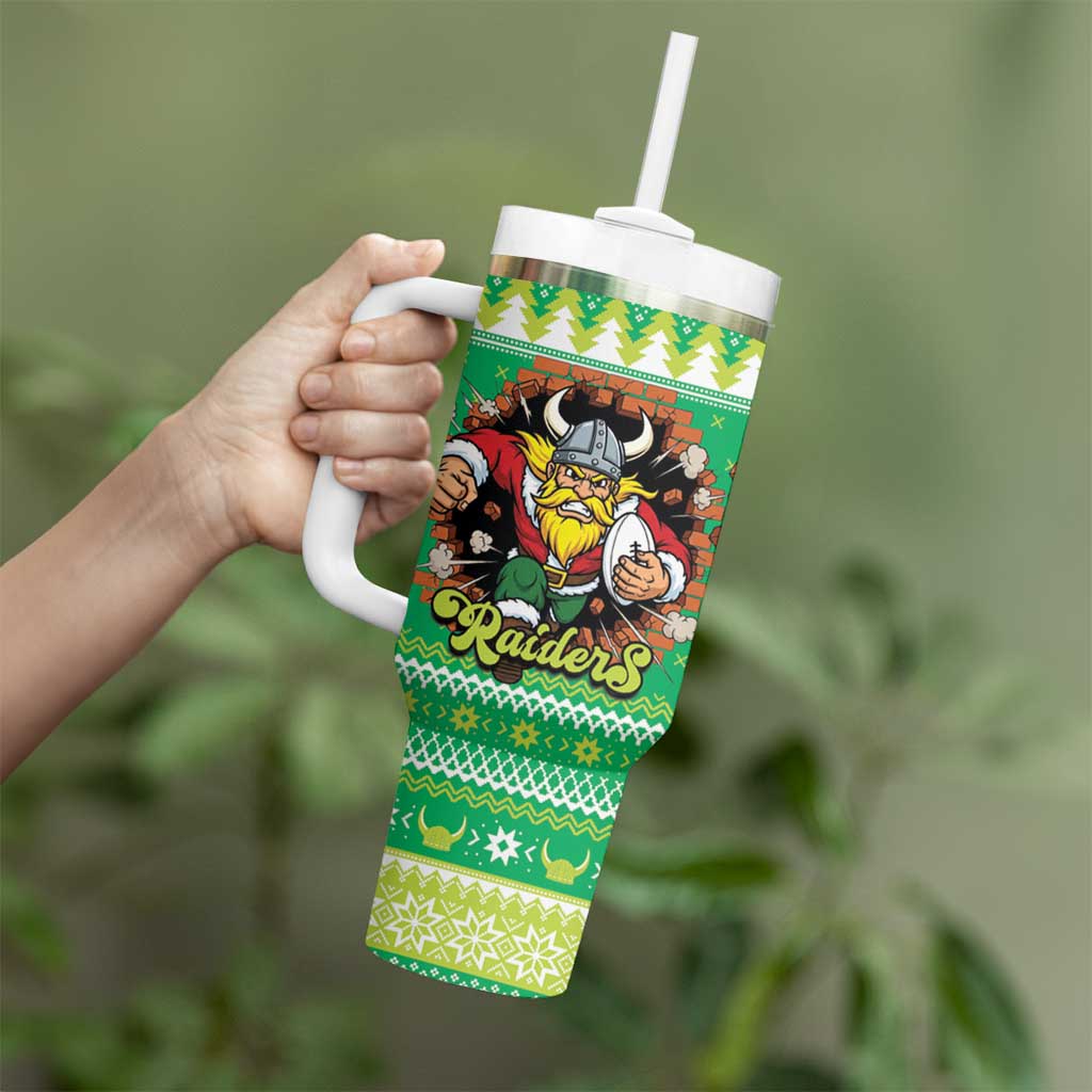 Santa Raiders Personalized Tumbler With Handle Christmas Rugby League Spirit - Aussie Hoodie