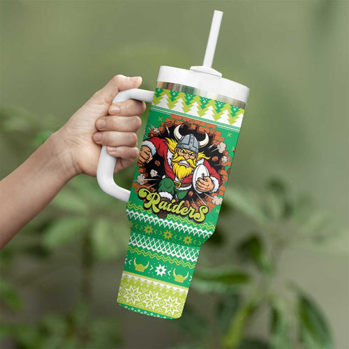 Santa Raiders Personalized Tumbler With Handle Christmas Rugby League Spirit - Aussie Hoodie