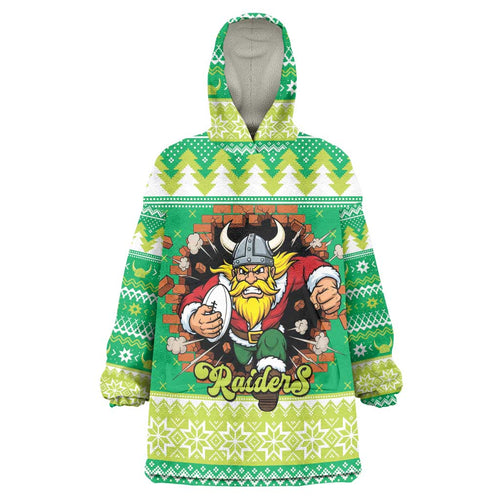 Santa Raiders Personalized Wearable Blanket Hoodie Christmas Rugby League Spirit - Aussie Hoodie