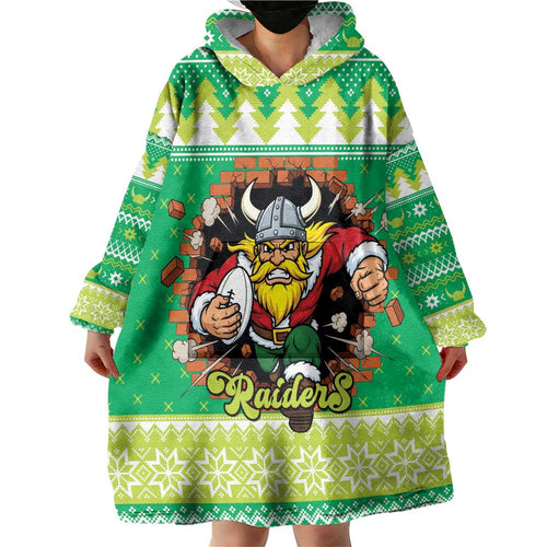 Santa Raiders Personalized Wearable Blanket Hoodie Christmas Rugby League Spirit - Aussie Hoodie