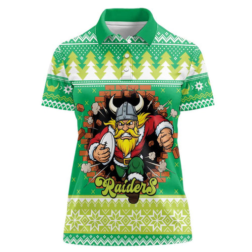 Santa Raiders Personalized Women Polo Shirt Christmas Rugby League Spirit - Aussie Hoodie