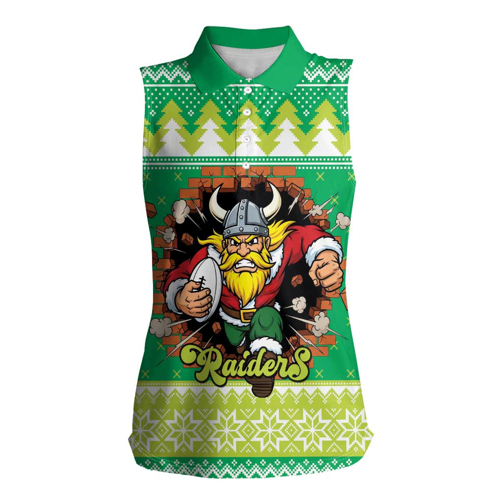 Santa Raiders Personalized Women Sleeveless Polo Shirt Christmas Rugby League Spirit - Aussie Hoodie