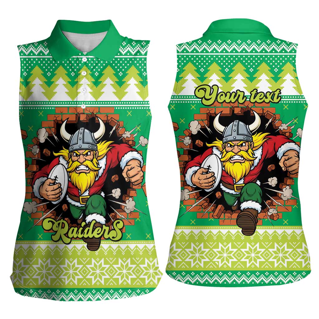 Santa Raiders Personalized Women Sleeveless Polo Shirt Christmas Rugby League Spirit - Aussie Hoodie