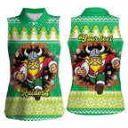 Santa Raiders Personalized Women Sleeveless Polo Shirt Christmas Rugby League Spirit - Aussie Hoodie