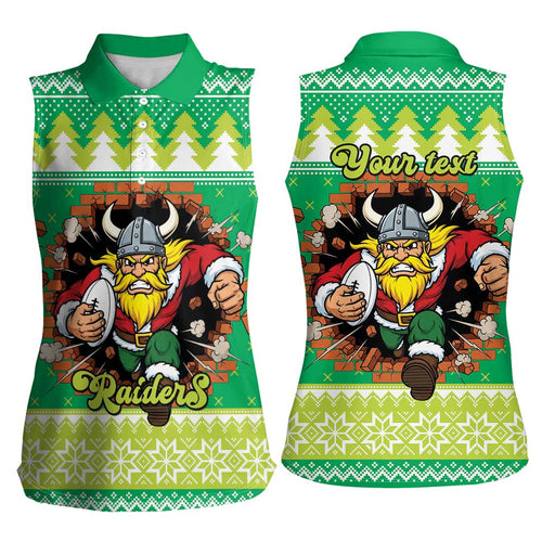 Santa Raiders Personalized Women Sleeveless Polo Shirt Christmas Rugby League Spirit - Aussie Hoodie