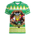 Santa Raiders Personalized Women V-Neck T-Shirt Christmas Rugby League Spirit - Aussie Hoodie