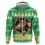 Santa Raiders Personalized Zip Hoodie Christmas Rugby League Spirit - Aussie Hoodie