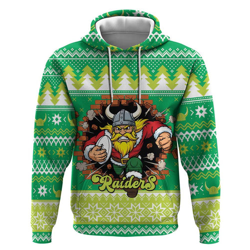 Santa Raiders Personalized Zip Hoodie Christmas Rugby League Spirit - Aussie Hoodie