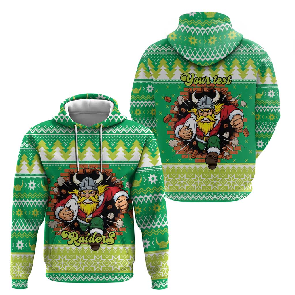 Santa Raiders Personalized Zip Hoodie Christmas Rugby League Spirit - Aussie Hoodie