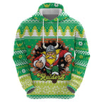 Santa Raiders Personalized Zip Hoodie Christmas Rugby League Spirit - Aussie Hoodie