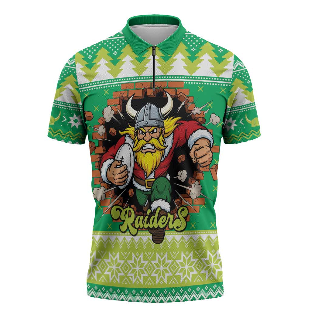 Santa Raiders Personalized Zipper Polo Shirt Christmas Rugby League Spirit - Aussie Hoodie