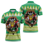 Santa Raiders Personalized Zipper Polo Shirt Christmas Rugby League Spirit - Aussie Hoodie