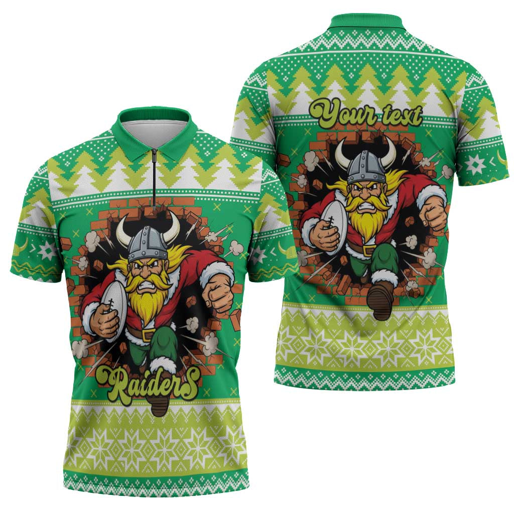 Santa Raiders Personalized Zipper Polo Shirt Christmas Rugby League Spirit - Aussie Hoodie