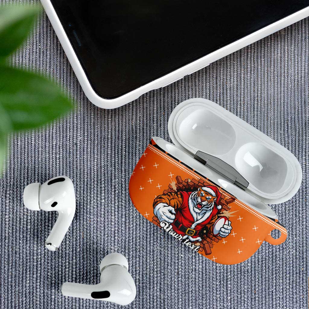 Santa Tiger Roar Personalized AirPods Case Christmas Rugby League Spirit - Aussie Hoodie