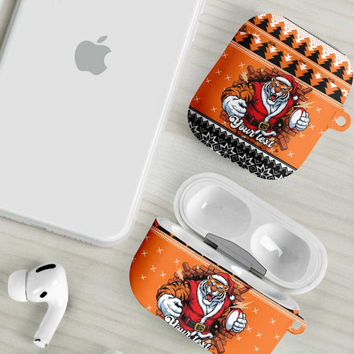 Santa Tiger Roar Personalized AirPods Case Christmas Rugby League Spirit - Aussie Hoodie