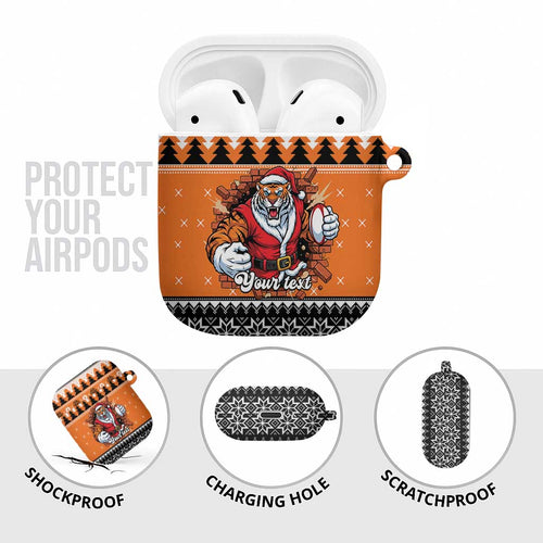 Santa Tiger Roar Personalized AirPods Case Christmas Rugby League Spirit - Aussie Hoodie