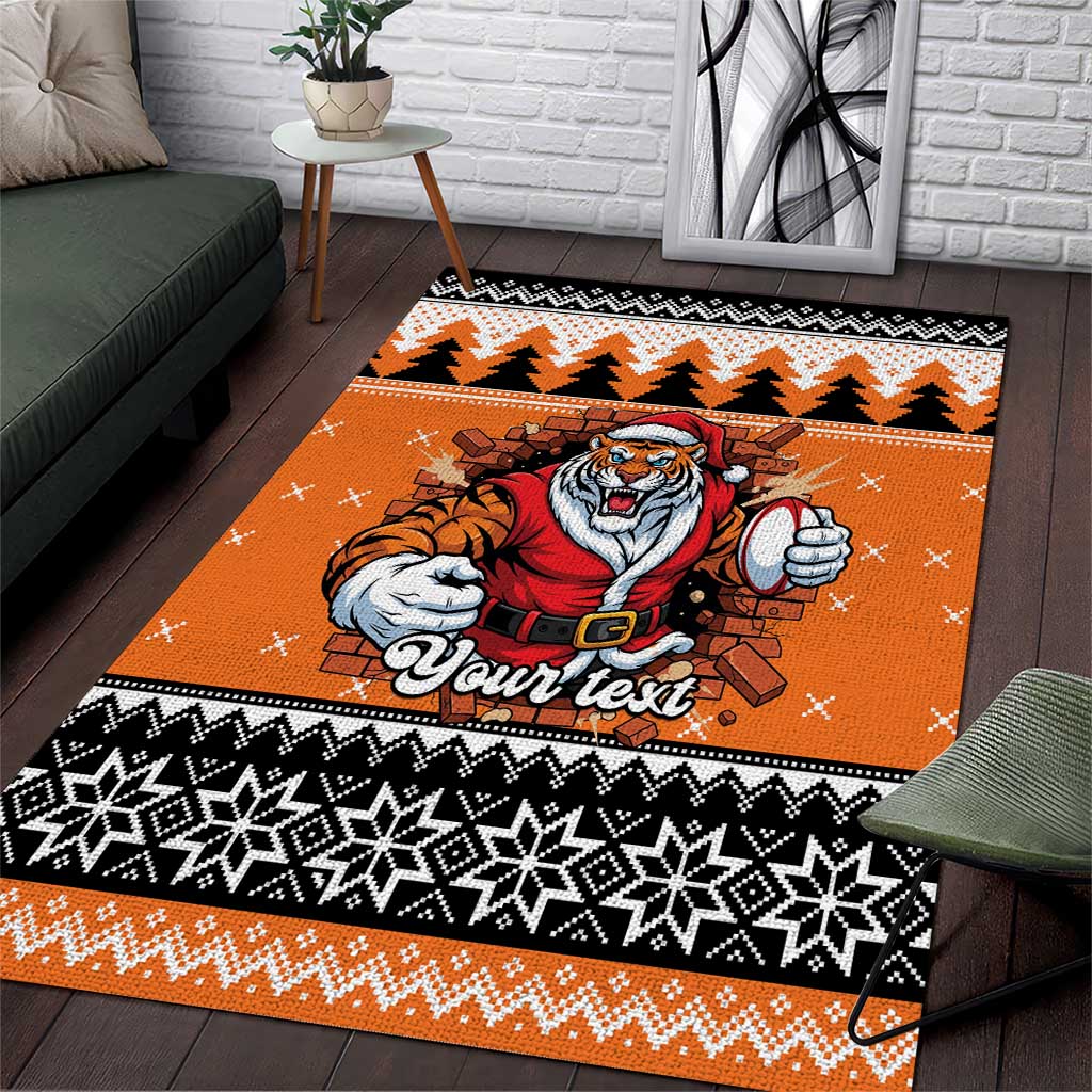 Santa Tiger Roar Personalized Area Rug Christmas Rugby League Spirit - Aussie Hoodie