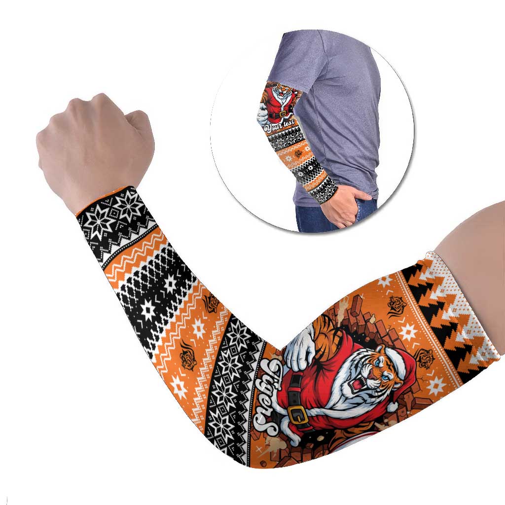 Santa Tiger Roar Personalized Arm Sleeves Christmas Rugby League Spirit - Aussie Hoodie