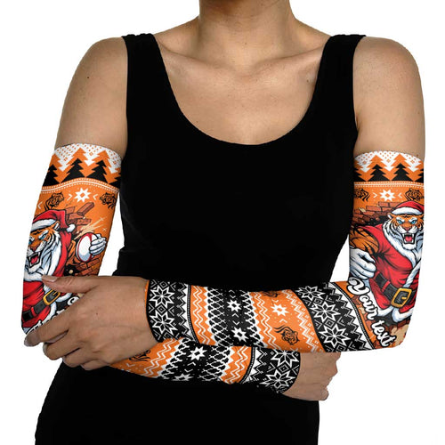 Santa Tiger Roar Personalized Arm Sleeves Christmas Rugby League Spirit - Aussie Hoodie