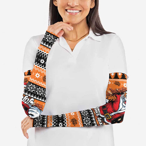 Santa Tiger Roar Personalized Arm Sleeves Christmas Rugby League Spirit - Aussie Hoodie