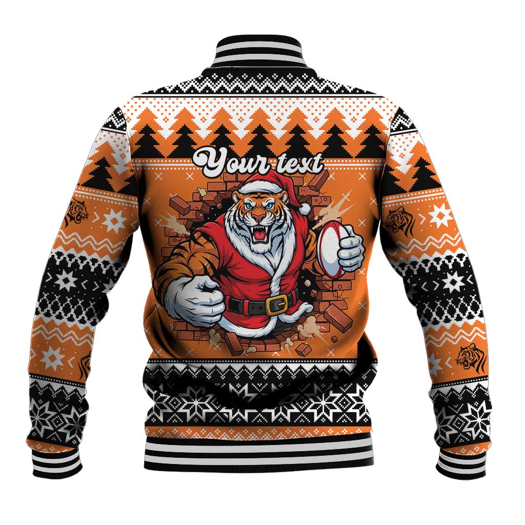 Santa Tiger Roar Personalized Baseball Jacket Christmas Rugby League Spirit - Aussie Hoodie