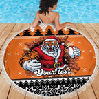 Santa Tiger Roar Personalized Beach Blanket Christmas Rugby League Spirit - Aussie Hoodie