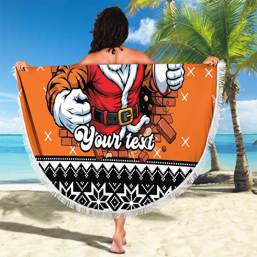 Santa Tiger Roar Personalized Beach Blanket Christmas Rugby League Spirit - Aussie Hoodie