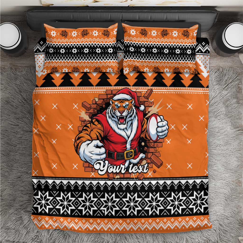 Santa Tiger Roar Personalized Bedding Set Christmas Rugby League Spirit - Aussie Hoodie