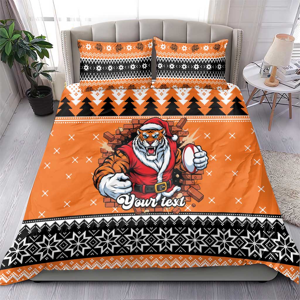 Santa Tiger Roar Personalized Bedding Set Christmas Rugby League Spirit - Aussie Hoodie