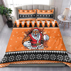 Santa Tiger Roar Personalized Bedding Set Christmas Rugby League Spirit - Aussie Hoodie