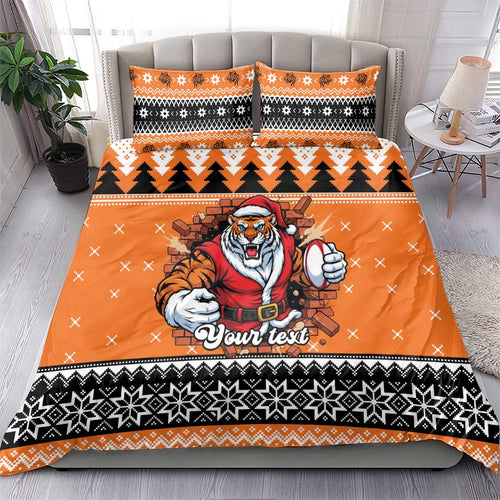 Santa Tiger Roar Personalized Bedding Set Christmas Rugby League Spirit - Aussie Hoodie