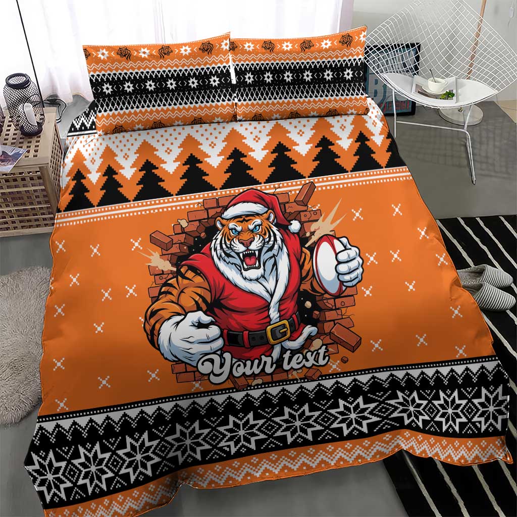 Santa Tiger Roar Personalized Bedding Set Christmas Rugby League Spirit - Aussie Hoodie