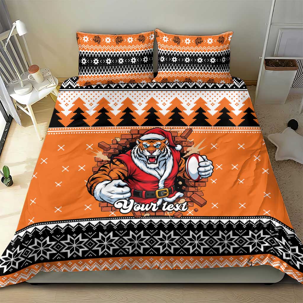 Santa Tiger Roar Personalized Bedding Set Christmas Rugby League Spirit - Aussie Hoodie